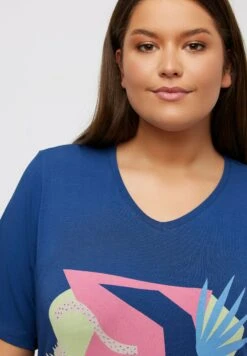 Ulla Popken T-shirt Z Nadrukiem - Donkerblauw 9 Ulla Popken T-shirt Z Nadrukiem - Donkerblauw -Ulla Popken fee90ecda0c2450f83ab84ef353596a8